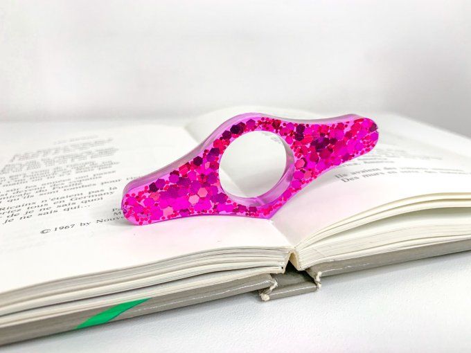 Bague de lecture paillettes rose/fuchsia