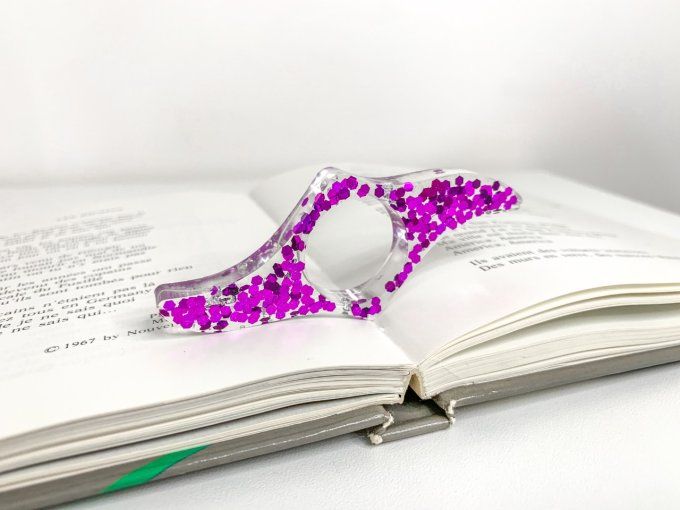 Bague de lecture paillettes violettes