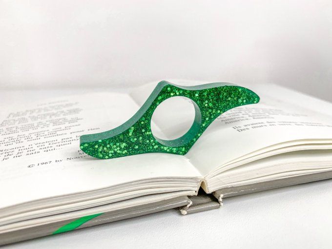 Bague de lecture paillettes vertes