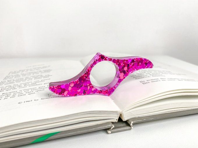 Bague de lecture paillettes rose