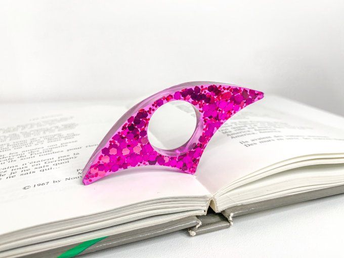 Bague de lecture paillettes fuchsia 