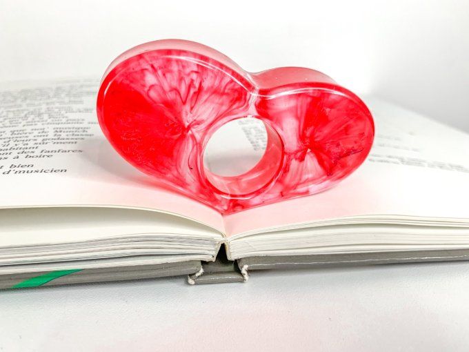 Bague de lecture coeur rouge fumé