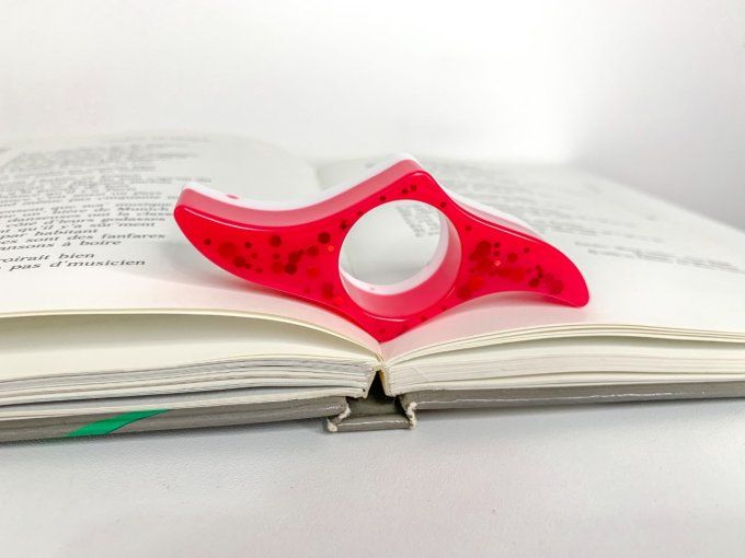 Bague de lecture rouge paillettes