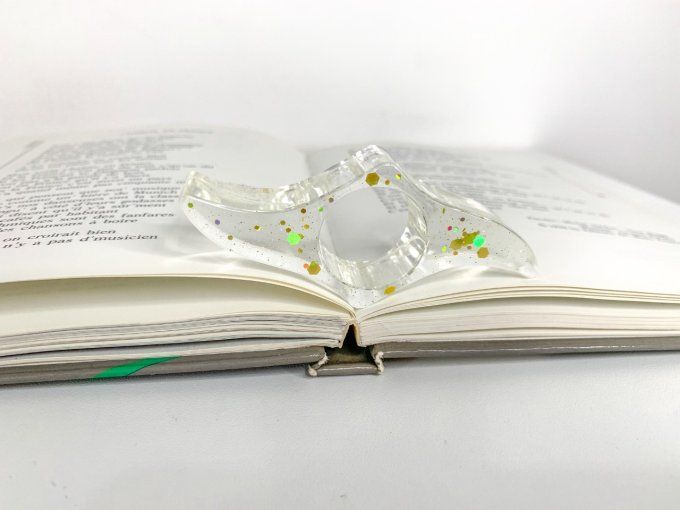Bague de lecture fines paillettes or
