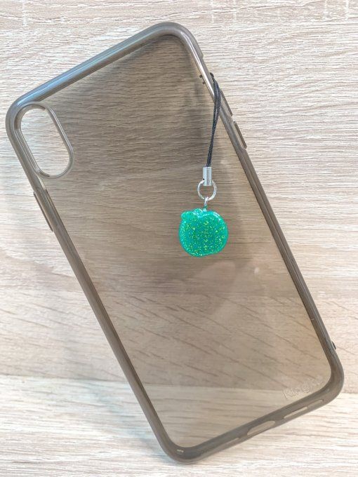 Bijou de téléphone pomme verte paillettes