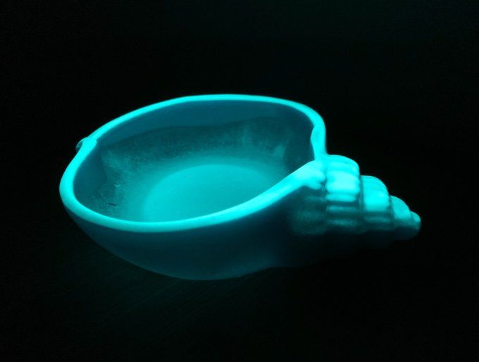 Vide-poches coquillage bleu fluo + porte-clés assorti 