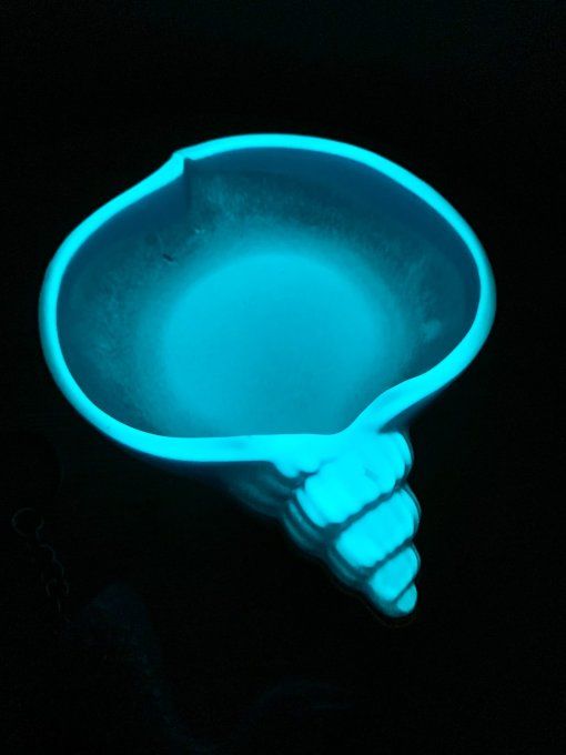 Vide-poches coquillage bleu fluo + porte-clés assorti 