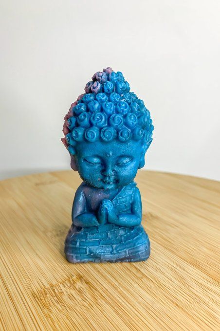 Bouddha seul - bleu et rose parsemé 