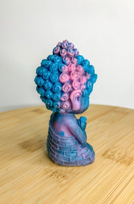 Bouddha seul - bleu et rose parsemé 