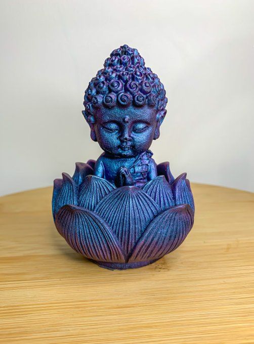 Bouddha et son lotus - reflets bleu/violet