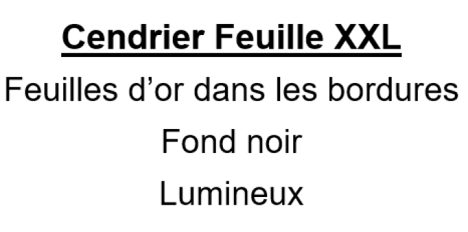 Lot réservé : cendrier feuilles XXL noir feuilles or LED