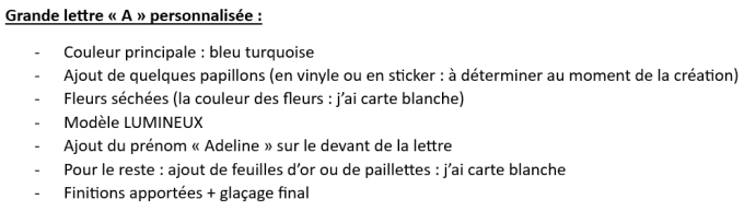 Lot réservé : Grande lettre "A" personnalisée avec LED