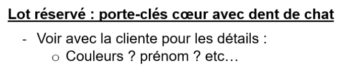 Lot réservé : porte-clés coeur avec dent