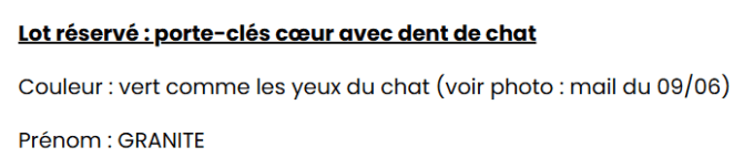 Lot réservé : porte-clés coeur avec dent
