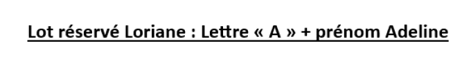 Lot réservé Loriane : Lettre ADELINE