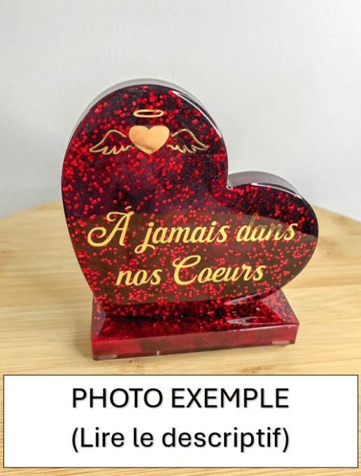 2 petits coeurs blanc et feuilles or personnalisés