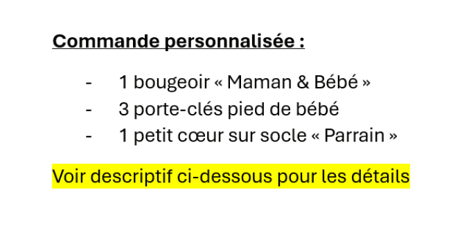 Lot réservé : bougeoir/porte-clés/petit coeur