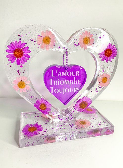 Personnalisez votre double cœur central sur socle