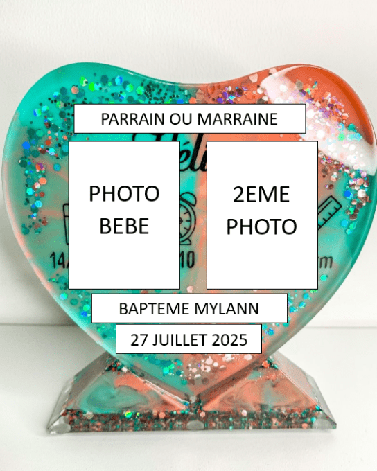 Lot réservé : 3 coeurs sur socle personnalisés (Baptême Mylann)