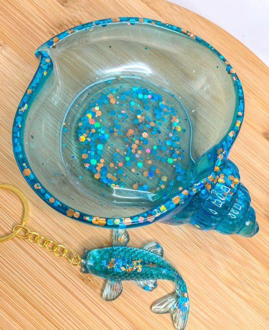 Vide-poches coquillage + porte-clés assorti