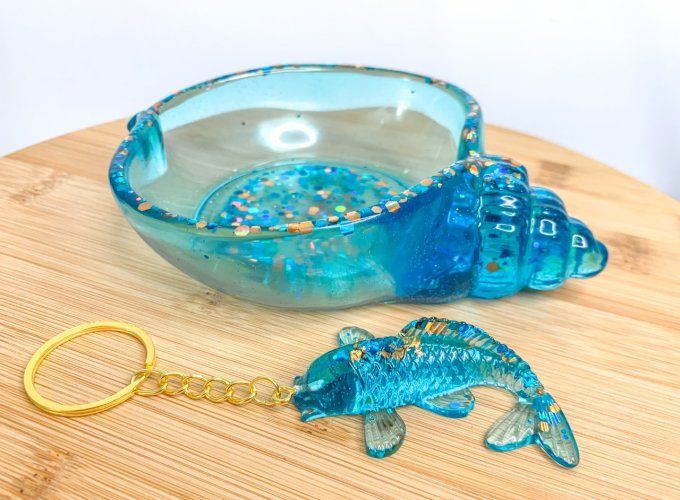 Vide-poches coquillage + porte-clés assorti