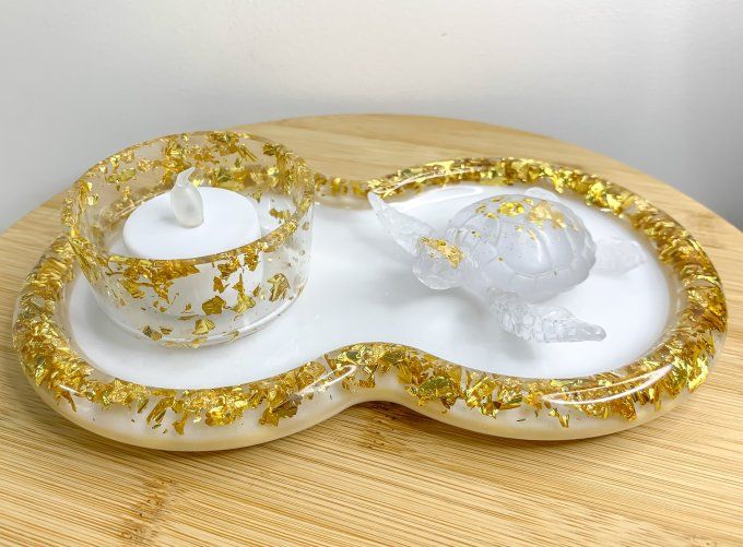 Assortiment blanc nacré, feuilles or et tortue (3 pièces)