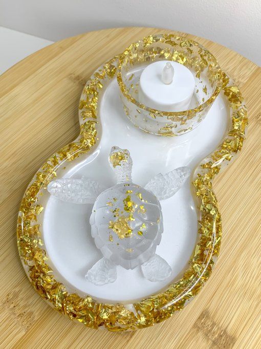 Assortiment blanc nacré, feuilles or et tortue (3 pièces)