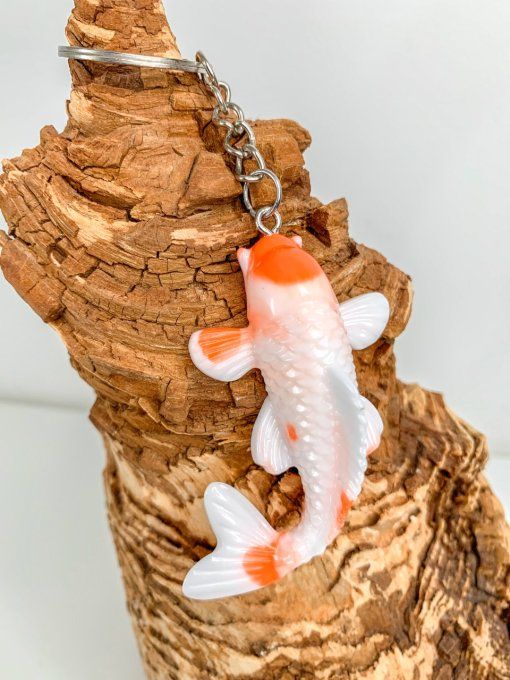 Porte-clés Carpe Koï orange et blanc
