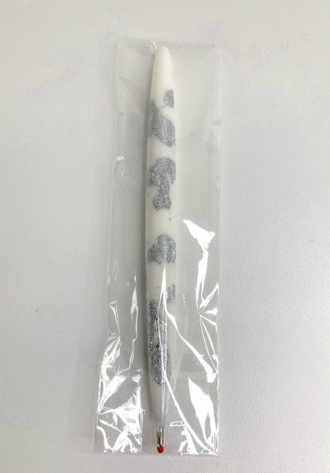 Stylo rond blanc et feuilles d'argent