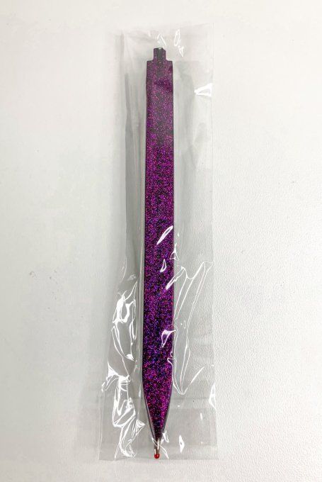 Stylo carré noir et paillettes violettes