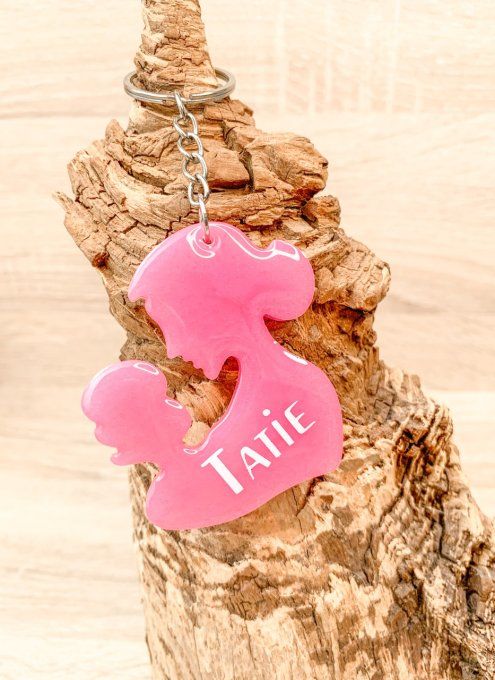 Porte-clés "TATIE" rose