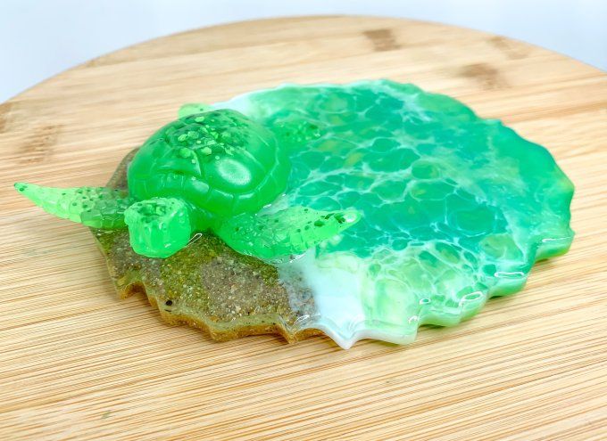 Décoration tortue et océan vert