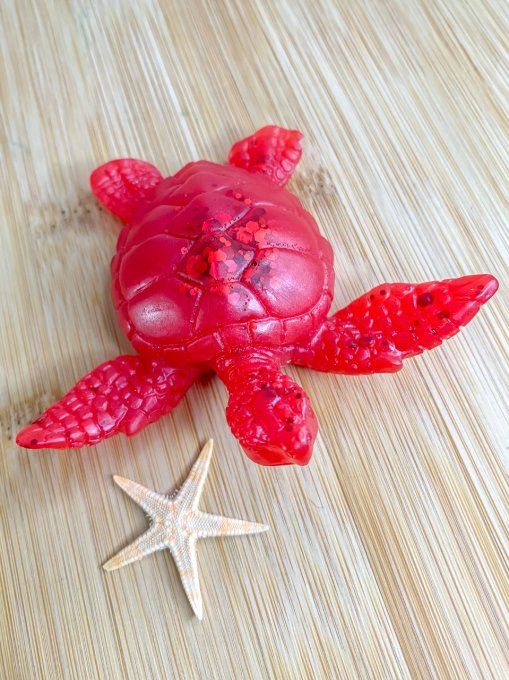 Tortue rouge et paillettes assorties 