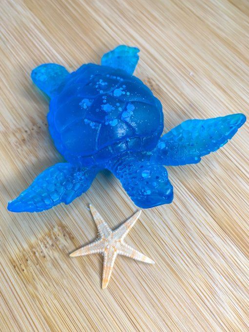 Tortue bleue et paillettes assorties 