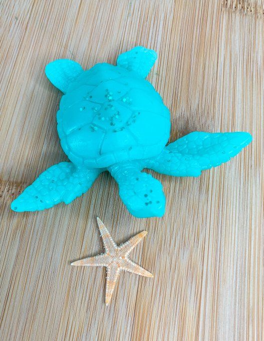 Tortue turquoise pastel et paillettes