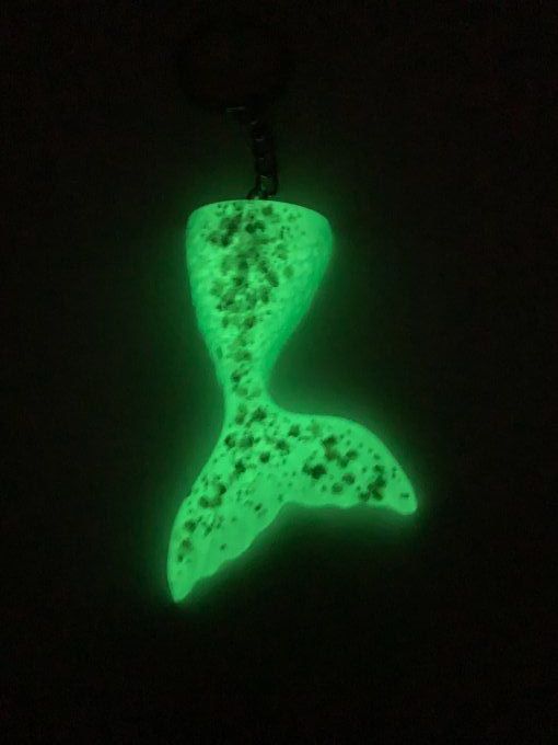 Porte-clés sirène vert FLUORESCENTE et paillettes