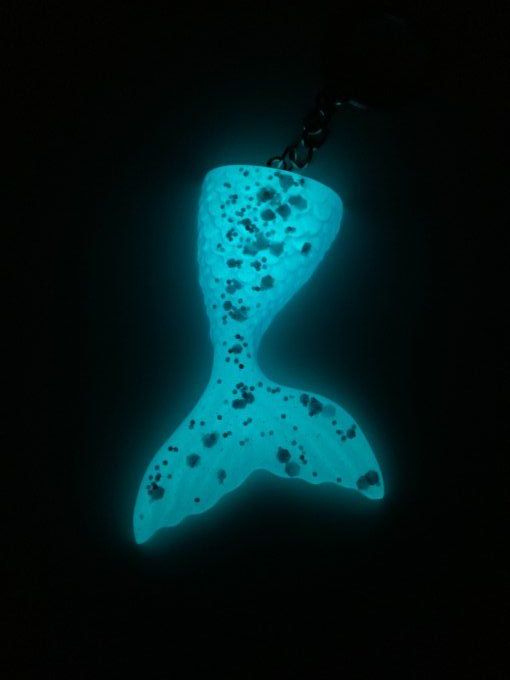 Porte-clés sirène bleue FLUORESCENTE et paillettes